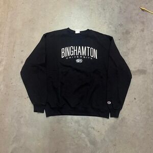 Y2K Embroidered‎ Binghamton University Black Crewneck size Large